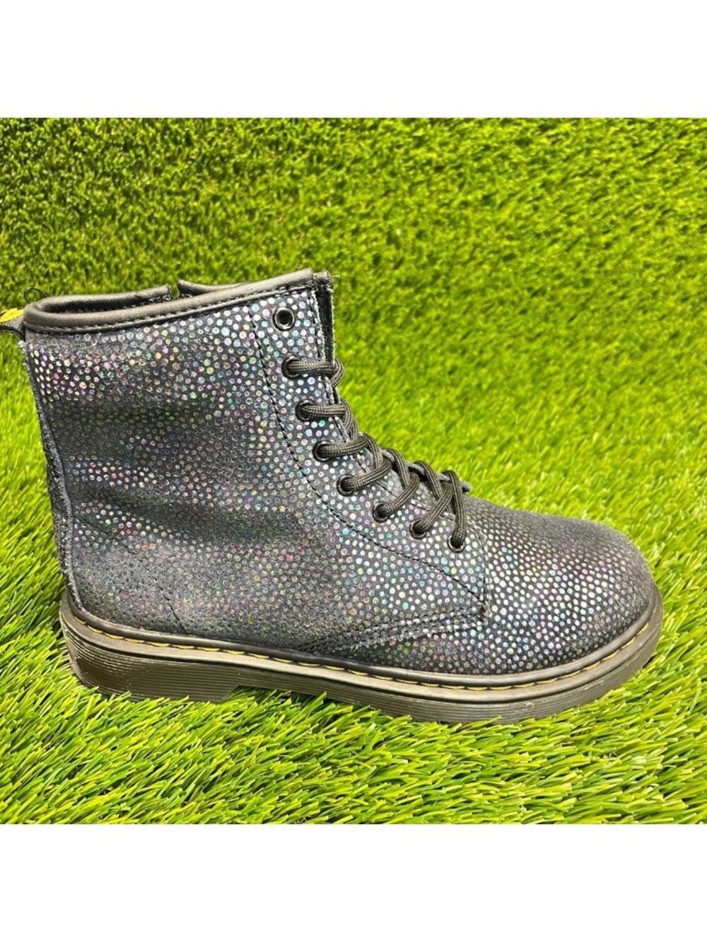 Dr. Martens 1460 Girls Size 5Y Black Purple Athletic Outdoor‎ Lace Up Boots